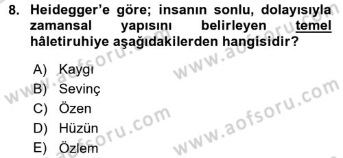 Çağdaş Felsefe 2 Dersi 2022 - 2023 Yılı Yaz Okulu Sınav Soruları 8. Soru