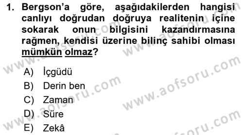 Çağdaş Felsefe 2 Dersi 2023 - 2024 Yılı (Vize) Ara Sınav Soruları 1. Soru