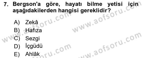Çağdaş Felsefe 2 Dersi 2023 - 2024 Yılı (Vize) Ara Sınav Soruları 7. Soru
