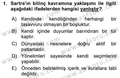 Çağdaş Felsefe 2 Dersi 2023 - 2024 Yılı (Final) Dönem Sonu Sınav Soruları 1. Soru