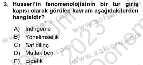 Çağdaş Felsefe 2 Dersi 2023 - 2024 Yılı (Final) Dönem Sonu Sınav Soruları 3. Soru