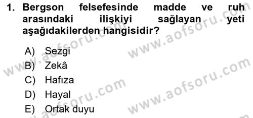 Çağdaş Felsefe 2 Dersi 2024 - 2025 Yılı (Vize) Ara Sınav Soruları 1. Soru