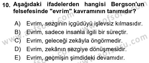 Çağdaş Felsefe 2 Dersi 2024 - 2025 Yılı (Vize) Ara Sınav Soruları 10. Soru