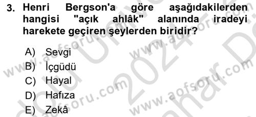 Çağdaş Felsefe 2 Dersi 2024 - 2025 Yılı (Vize) Ara Sınav Soruları 3. Soru