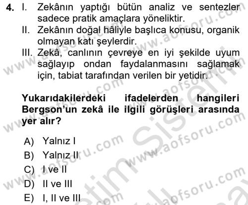 Çağdaş Felsefe 2 Dersi 2024 - 2025 Yılı (Final) Dönem Sonu Sınav Soruları 4. Soru