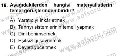 Türkiye´de Felsefenin Gelişimi 1 Dersi 2012 - 2013 Yılı (Final) Dönem Sonu Sınav Soruları 18. Soru