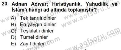 Türkiye´de Felsefenin Gelişimi 1 Dersi 2012 - 2013 Yılı (Final) Dönem Sonu Sınav Soruları 20. Soru