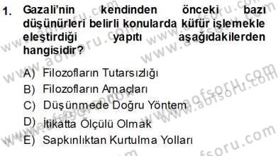 Türkiye´de Felsefenin Gelişimi 1 Dersi 2013 - 2014 Yılı (Vize) Ara Sınav Soruları 1. Soru