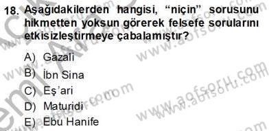 Türkiye´de Felsefenin Gelişimi 1 Dersi Ara Sınavı Deneme Sınav Soruları 18. Soru