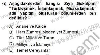 Türkiye´de Felsefenin Gelişimi 1 Dersi Ara Sınavı Deneme Sınav Soruları 16. Soru