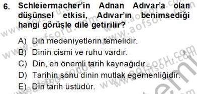 Türkiye´de Felsefenin Gelişimi 1 Dersi 2014 - 2015 Yılı (Final) Dönem Sonu Sınav Soruları 6. Soru
