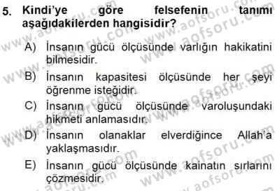 Türkiye´de Felsefenin Gelişimi 1 Dersi Ara Sınavı Deneme Sınav Soruları 5. Soru