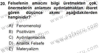 Türkiye´de Felsefenin Gelişimi 1 Dersi 2015 - 2016 Yılı (Final) Dönem Sonu Sınav Soruları 20. Soru