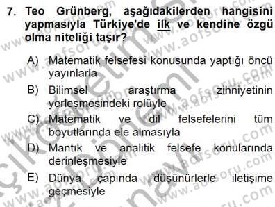 Türkiye´de Felsefenin Gelişimi 1 Dersi 2015 - 2016 Yılı (Final) Dönem Sonu Sınav Soruları 7. Soru