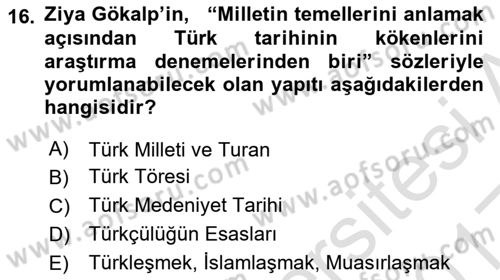 Türkiye´de Felsefenin Gelişimi 1 Dersi 2016 - 2017 Yılı (Vize) Ara Sınav Soruları 16. Soru