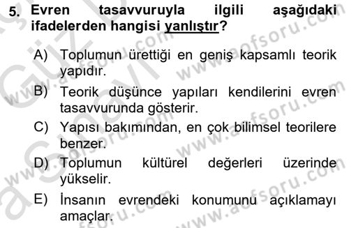 Türkiye´de Felsefenin Gelişimi 1 Dersi Ara Sınavı Deneme Sınav Soruları 5. Soru