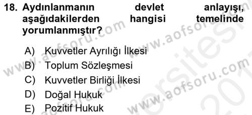 Türkiye´de Felsefenin Gelişimi 1 Dersi 2016 - 2017 Yılı (Final) Dönem Sonu Sınav Soruları 18. Soru