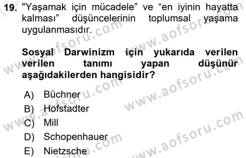 Türkiye´de Felsefenin Gelişimi 1 Dersi 2016 - 2017 Yılı (Final) Dönem Sonu Sınav Soruları 19. Soru