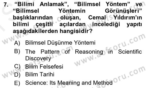 Türkiye´de Felsefenin Gelişimi 1 Dersi 2016 - 2017 Yılı (Final) Dönem Sonu Sınav Soruları 7. Soru