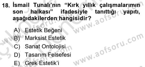 Türkiye´de Felsefenin Gelişimi 1 Dersi 2017 - 2018 Yılı (Vize) Ara Sınav Soruları 18. Soru