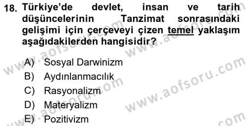 Türkiye´de Felsefenin Gelişimi 1 Dersi 2017 - 2018 Yılı (Final) Dönem Sonu Sınav Soruları 18. Soru