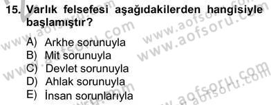 Türkiye´de Felsefenin Gelişimi 2 Dersi 2012 - 2013 Yılı (Vize) Ara Sınav Soruları 15. Soru