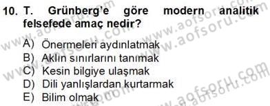 Türkiye´de Felsefenin Gelişimi 2 Dersi 2012 - 2013 Yılı (Final) Dönem Sonu Sınavı 10. Soru