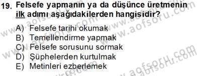 Türkiye´de Felsefenin Gelişimi 2 Dersi 2013 - 2014 Yılı Tek Ders Sınav Soruları 19. Soru