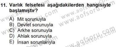 Türkiye´de Felsefenin Gelişimi 2 Dersi 2014 - 2015 Yılı (Final) Dönem Sonu Sınav Soruları 11. Soru