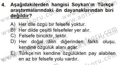 Türkiye´de Felsefenin Gelişimi 2 Dersi 2014 - 2015 Yılı (Final) Dönem Sonu Sınav Soruları 4. Soru