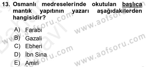 Türkiye´de Felsefenin Gelişimi 2 Dersi 2015 - 2016 Yılı (Vize) Ara Sınavı 13. Soru