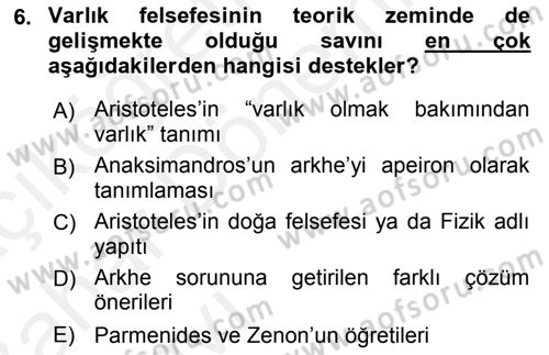 Türkiye´de Felsefenin Gelişimi 2 Dersi 2015 - 2016 Yılı (Vize) Ara Sınavı 6. Soru