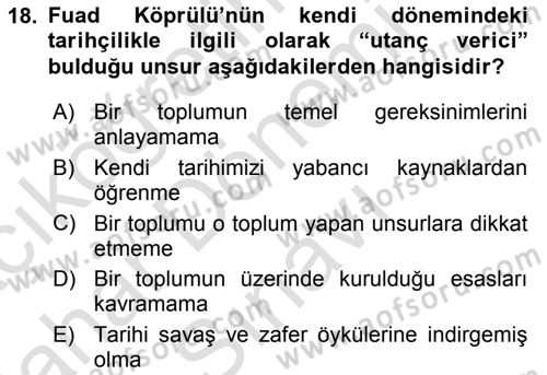 Türkiye´de Felsefenin Gelişimi 2 Dersi 2015 - 2016 Yılı (Final) Dönem Sonu Sınav Soruları 18. Soru