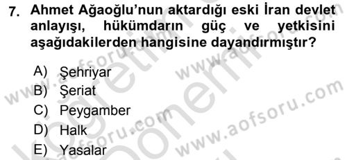Türkiye´de Felsefenin Gelişimi 2 Dersi 2015 - 2016 Yılı (Final) Dönem Sonu Sınav Soruları 7. Soru