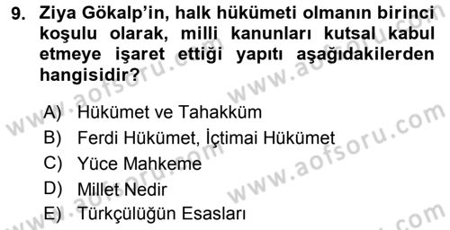 Türkiye´de Felsefenin Gelişimi 2 Dersi 2015 - 2016 Yılı (Final) Dönem Sonu Sınav Soruları 9. Soru