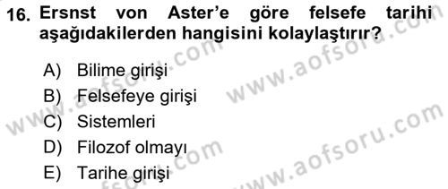 Türkiye´de Felsefenin Gelişimi 2 Dersi 2016 - 2017 Yılı (Vize) Ara Sınav Soruları 16. Soru
