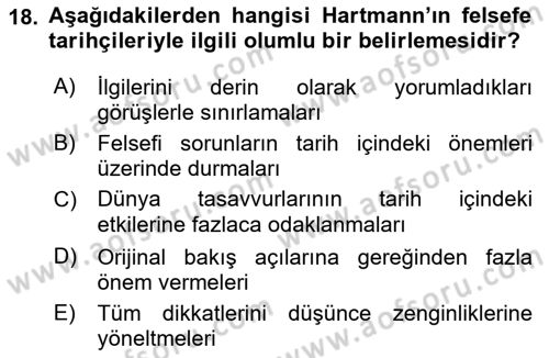 Türkiye´de Felsefenin Gelişimi 2 Dersi 2016 - 2017 Yılı (Vize) Ara Sınav Soruları 18. Soru