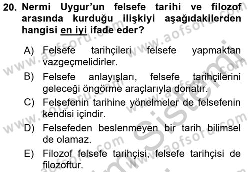 Türkiye´de Felsefenin Gelişimi 2 Dersi 2016 - 2017 Yılı (Vize) Ara Sınav Soruları 20. Soru