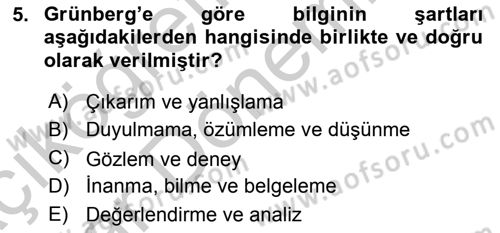 Türkiye´de Felsefenin Gelişimi 2 Dersi 2016 - 2017 Yılı (Vize) Ara Sınav Soruları 5. Soru