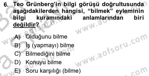 Türkiye´de Felsefenin Gelişimi 2 Dersi 2016 - 2017 Yılı (Vize) Ara Sınav Soruları 6. Soru