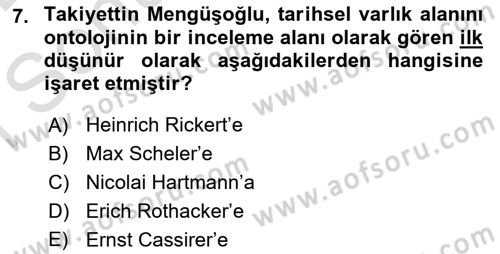 Türkiye´de Felsefenin Gelişimi 2 Dersi 2016 - 2017 Yılı (Final) Dönem Sonu Sınavı 7. Soru