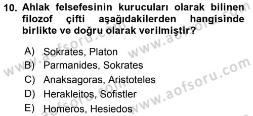 Türkiye´de Felsefenin Gelişimi 2 Dersi 2017 - 2018 Yılı (Vize) Ara Sınav Soruları 10. Soru