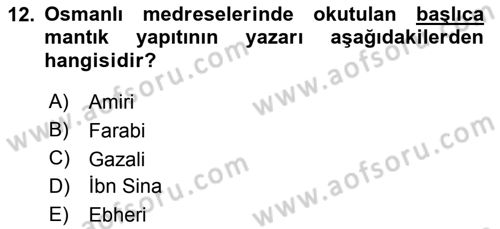 Türkiye´de Felsefenin Gelişimi 2 Dersi 2017 - 2018 Yılı (Vize) Ara Sınav Soruları 12. Soru