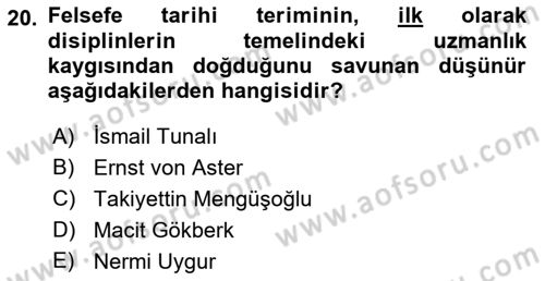 Türkiye´de Felsefenin Gelişimi 2 Dersi 2017 - 2018 Yılı (Vize) Ara Sınav Soruları 20. Soru