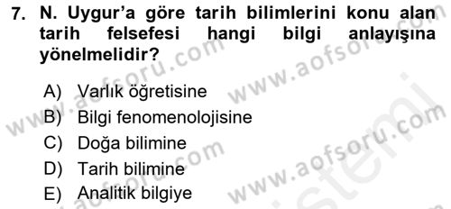 Türkiye´de Felsefenin Gelişimi 2 Dersi 2017 - 2018 Yılı (Final) Dönem Sonu Sınav Soruları 7. Soru