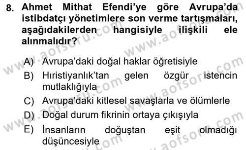 Türkiye´de Felsefenin Gelişimi 2 Dersi 2018 - 2019 Yılı 3 Ders Sınav Soruları 8. Soru