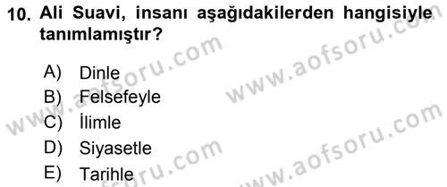 Türkiye´de Felsefenin Gelişimi 2 Dersi 2018 - 2019 Yılı (Vize) Ara Sınav Soruları 10. Soru