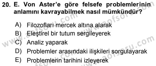 Türkiye´de Felsefenin Gelişimi 2 Dersi 2018 - 2019 Yılı (Vize) Ara Sınav Soruları 20. Soru