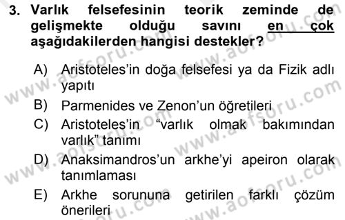 Türkiye´de Felsefenin Gelişimi 2 Dersi 2018 - 2019 Yılı (Vize) Ara Sınav Soruları 3. Soru