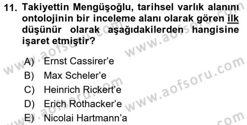 Türkiye´de Felsefenin Gelişimi 2 Dersi 2018 - 2019 Yılı (Final) Dönem Sonu Sınav Soruları 11. Soru